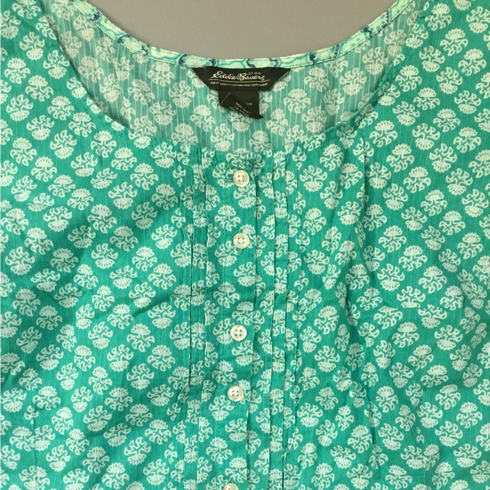 Eddie Bauer Back Drawstring Button-Front Top - Picture 3 of 5
